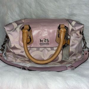 Coach Lilac and Tan Small Satchel Bag